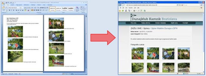 Text s obrázkami dáme na web stránku